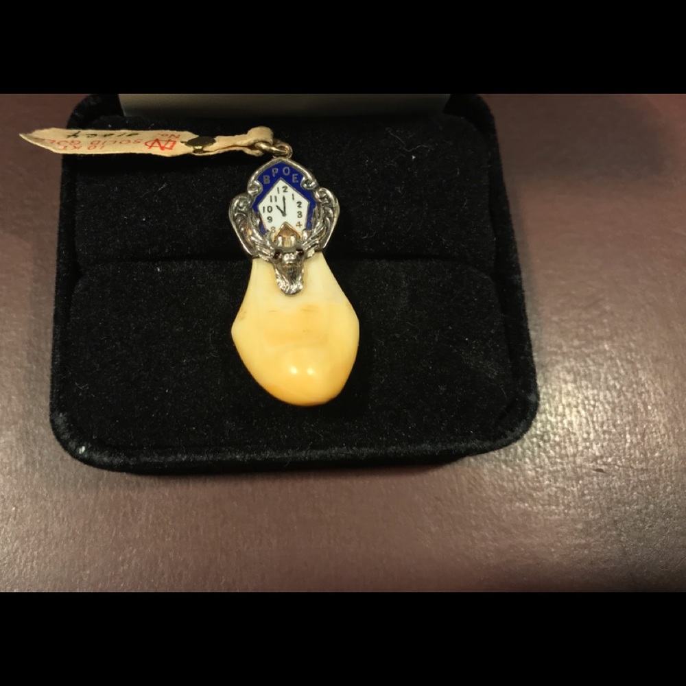 Genuine Elks tooth in BPOE Elks medallion